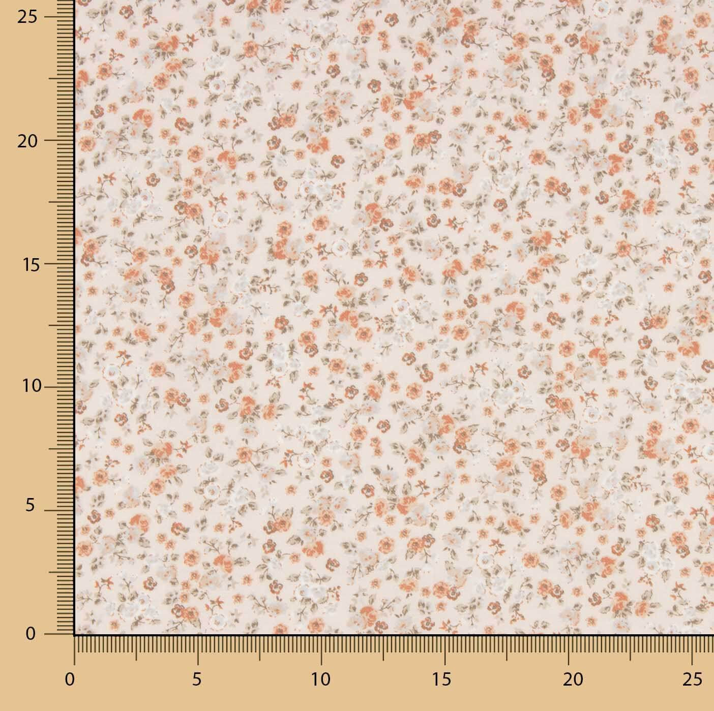 Viyela with Coral and Terracotta Floral Printed Fabric - Ribes y Casals