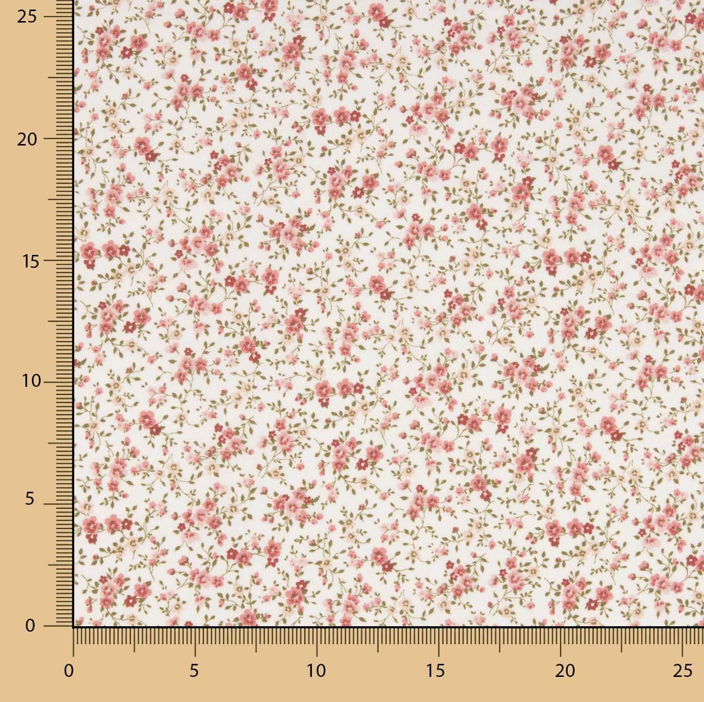 Red and Maroon Printed Floral Viyela - Ribes y Casals
