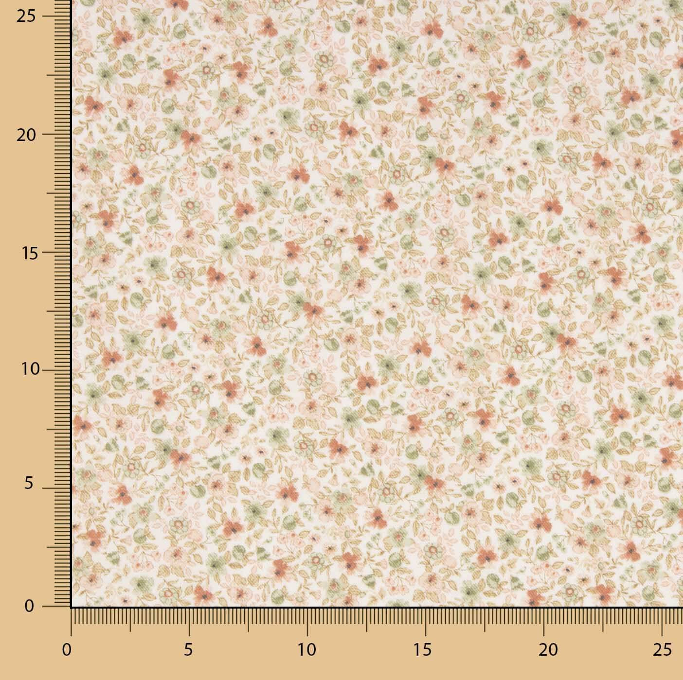 Coral and Green Printed Viyela - Ribes y Casals