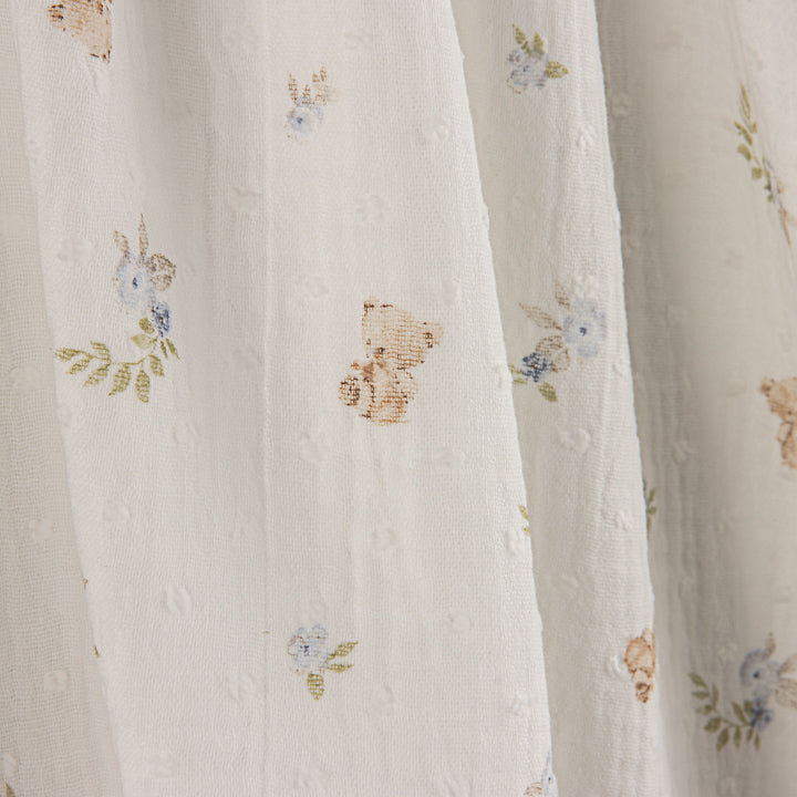 Dotted Swiss Muslin with Little Bears and Floral Designs - Ribes y Casals