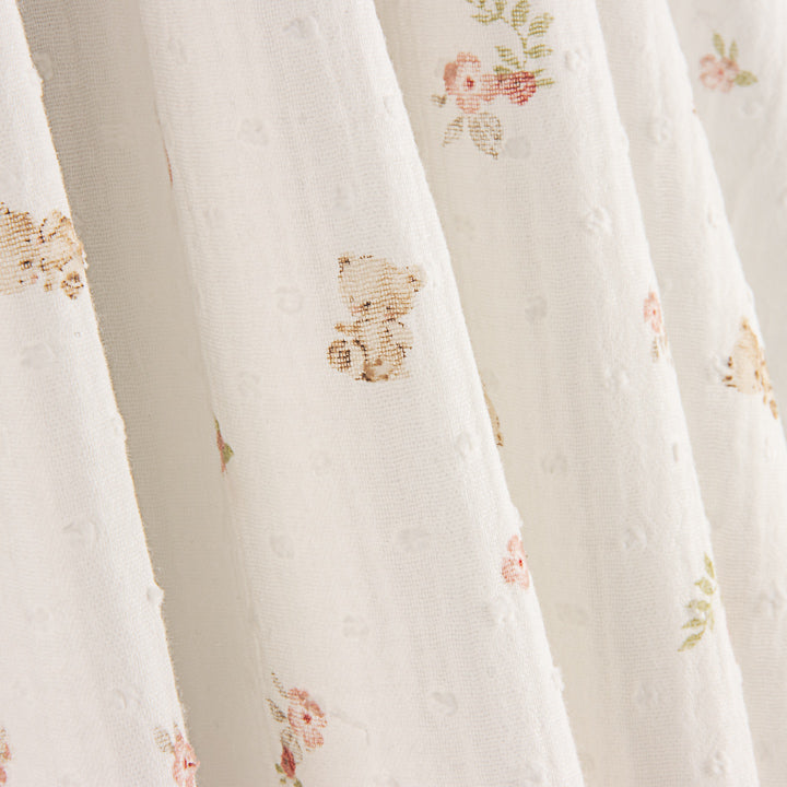 Dotted Swiss Muslin with Little Bears and Floral Designs - Ribes y Casals
