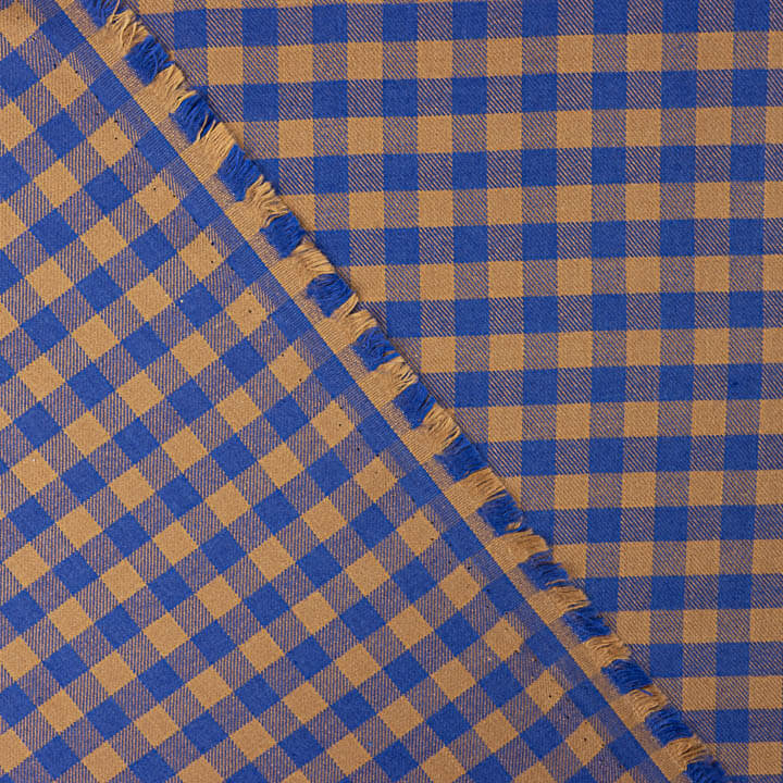 Blue and Brown Checked Cotton T-shirt - Ribes y Casals