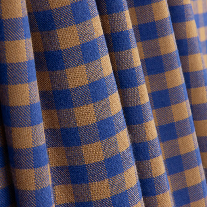 Blue and Brown Checked Cotton T-shirt - Ribes y Casals