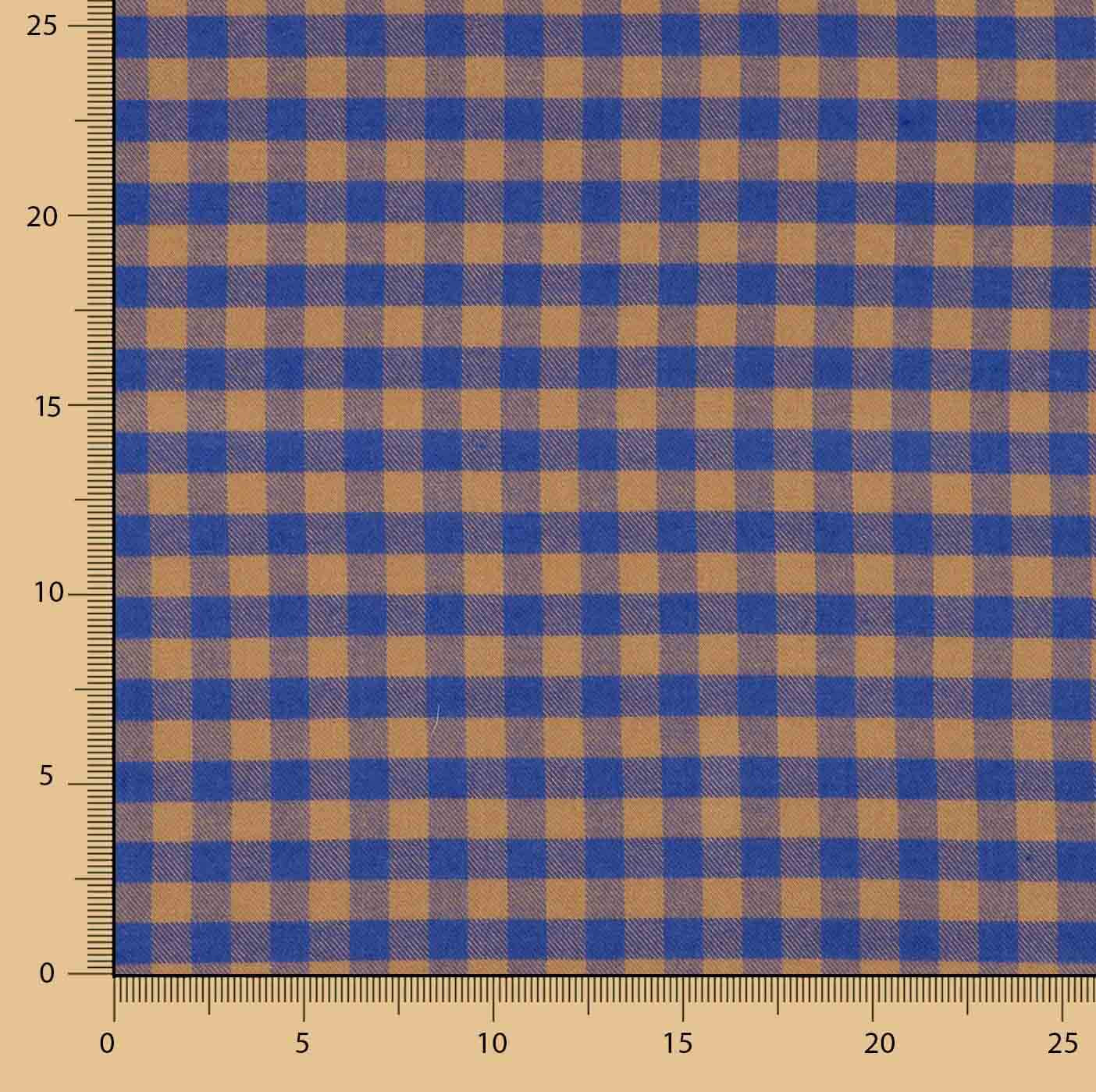 Blue and Brown Checked Cotton T-shirt - Ribes y Casals