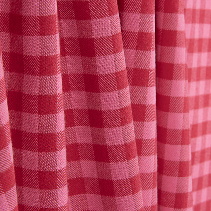 Pink and Red Checks on Cotton Fabric T-shirt - Ribes y Casals