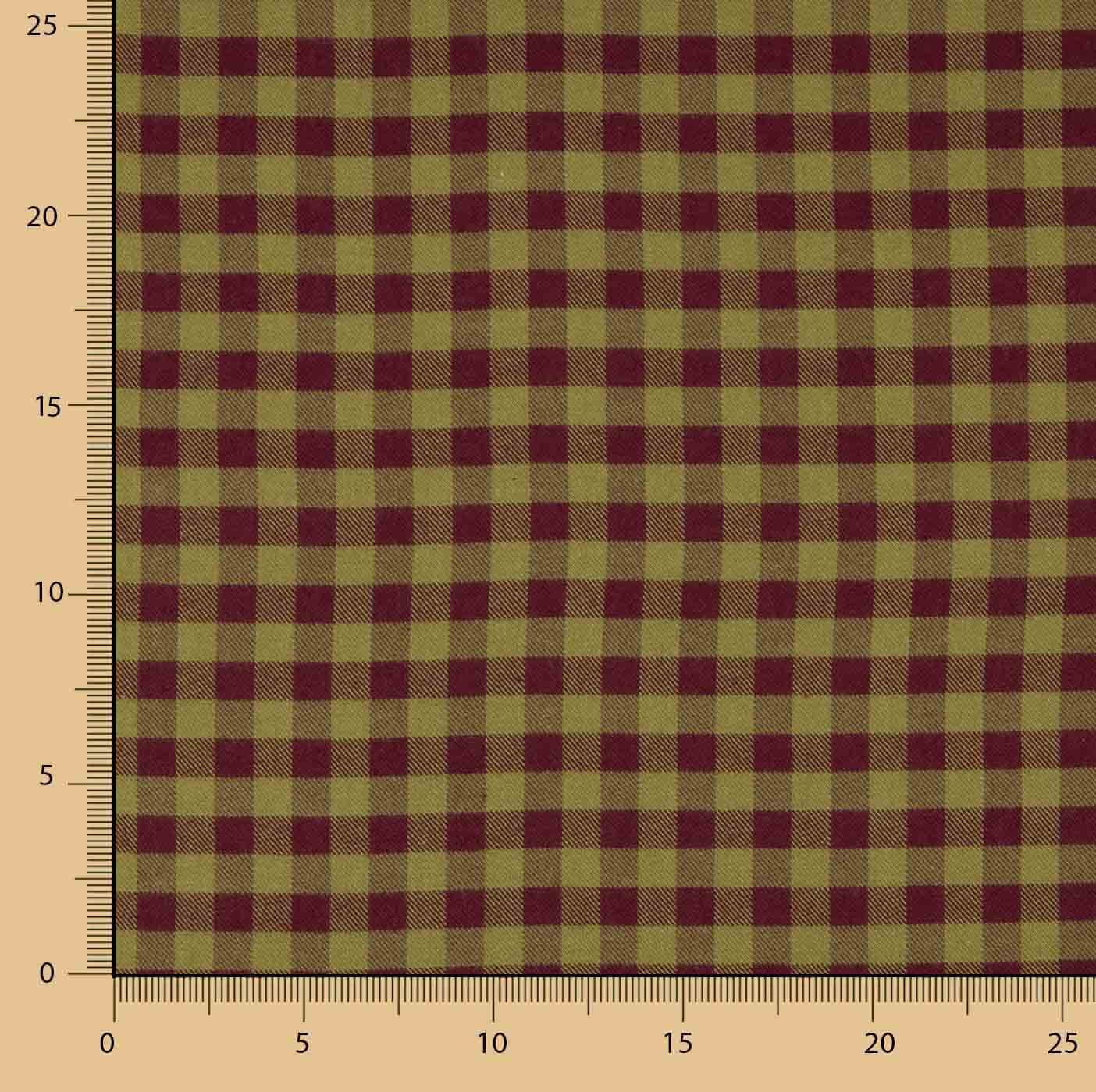 Maroon and Green Checked Cotton Fabric Flannel - Ribes y Casals