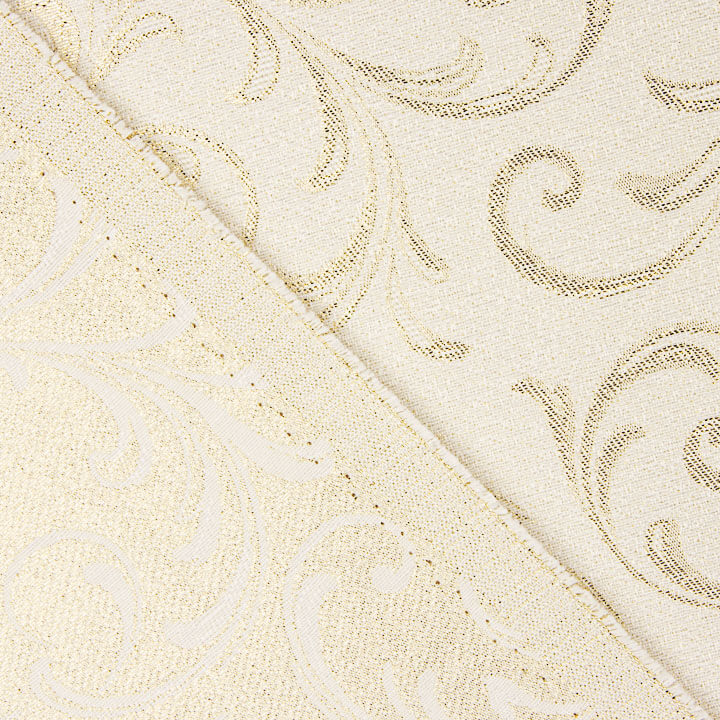 Jacquard cotton canvas with gold Lurex and ornamental branches - Ribes y Casals