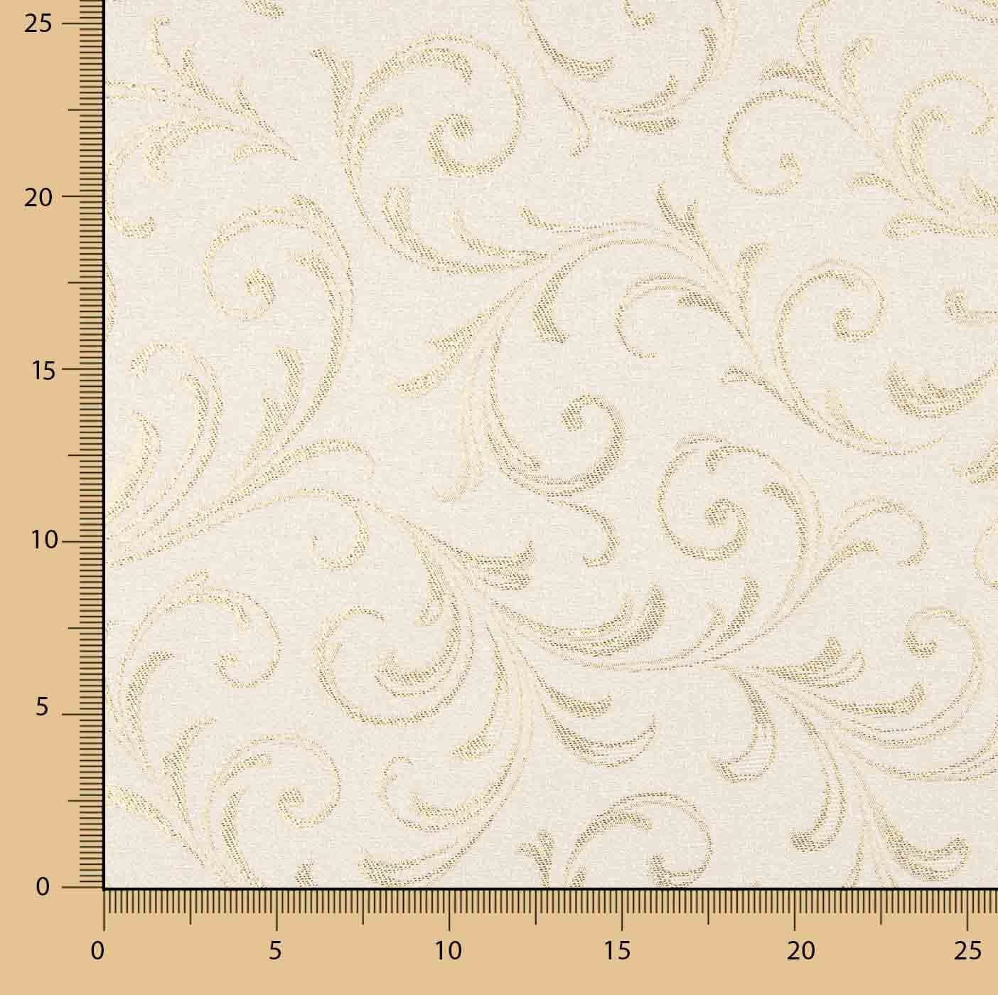 Jacquard cotton canvas with gold Lurex and ornamental branches - Ribes y Casals