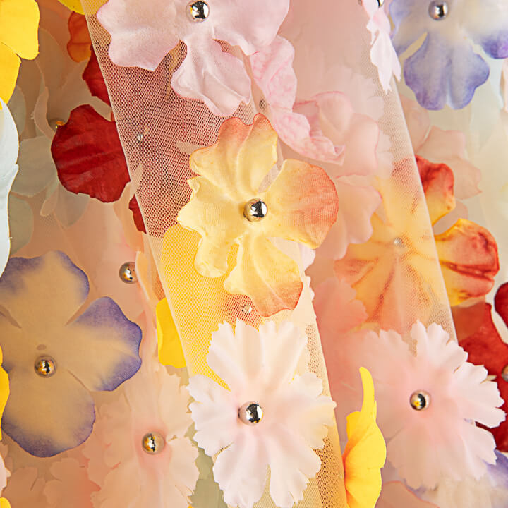 Unbleached Spring Garden Tulle with 3D Floral Design - Ribes y Casals