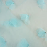 Turquoise Blue Tulle with 3D Floral Patterns and Pearls - Ribes y Casals