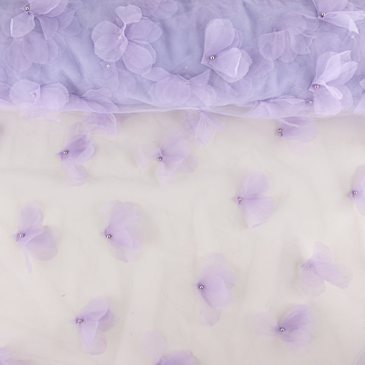 Lilac Tulle with 3D Floral Patterns and Pearls - Ribes y Casals