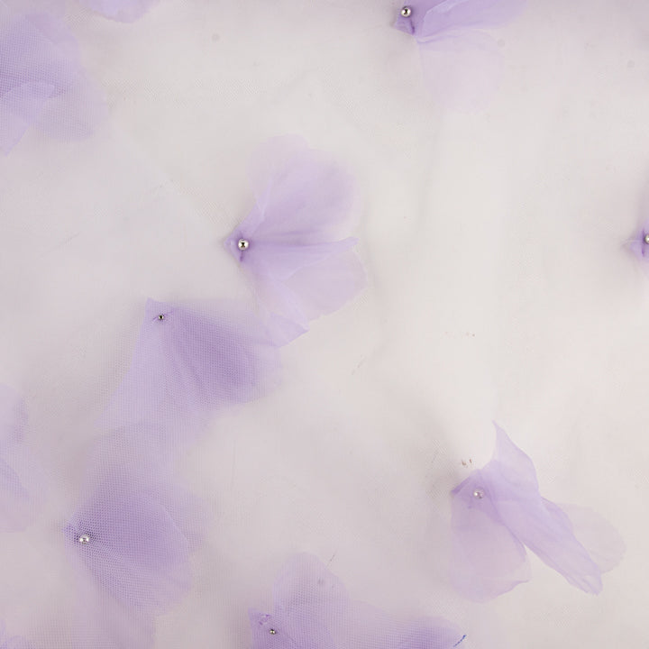 Lilac Tulle with 3D Floral Patterns and Pearls - Ribes y Casals