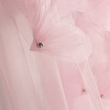 Pink Tulle with 3D Floral Patterns and Pearls - Ribes y Casals