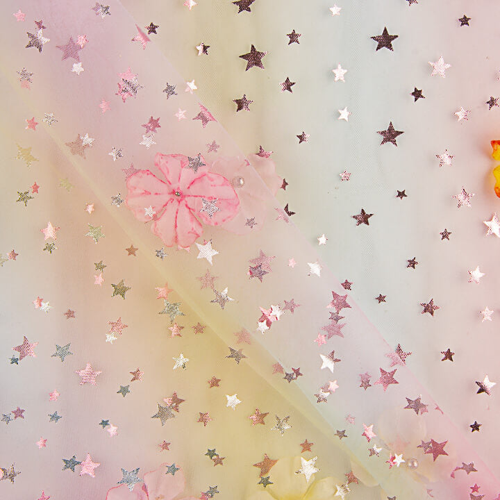 Rainbow Fairy Sky Tulle with 3D Floral Elements and Stars - Ribes y Casals