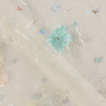 Tulle Butterfly Garden with 3D Floral Elements and Silver Lamé - Ribes y Casals
