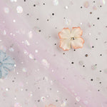 Mauve Fairy Garden Tulle with 3D Floral Designs and Silver Lamé - Ribes y Casals
