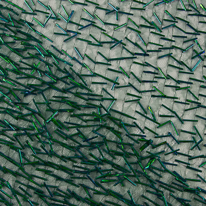 Green Tulle with Embroidered Bugle Beads - Ribes y Casals
