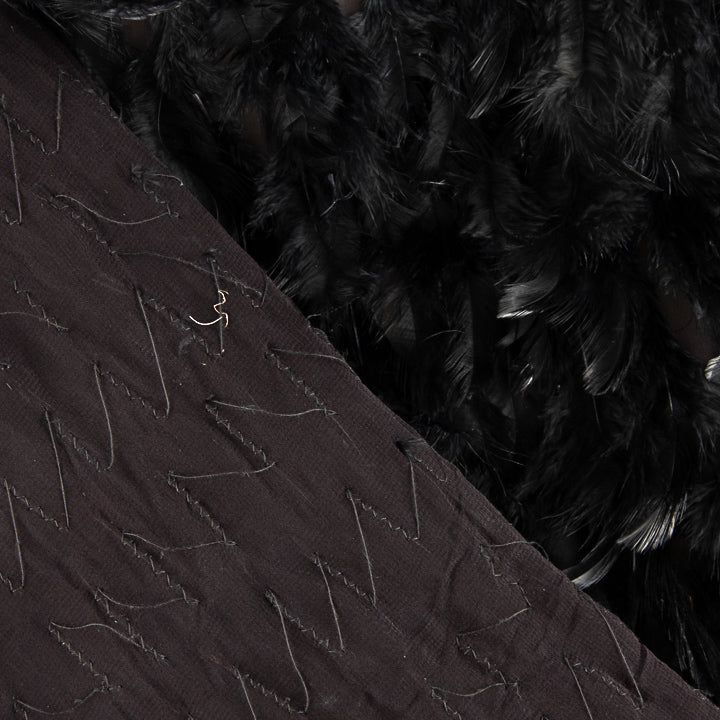 Black Viscose Fabric with Feathers - Ribes y Casals