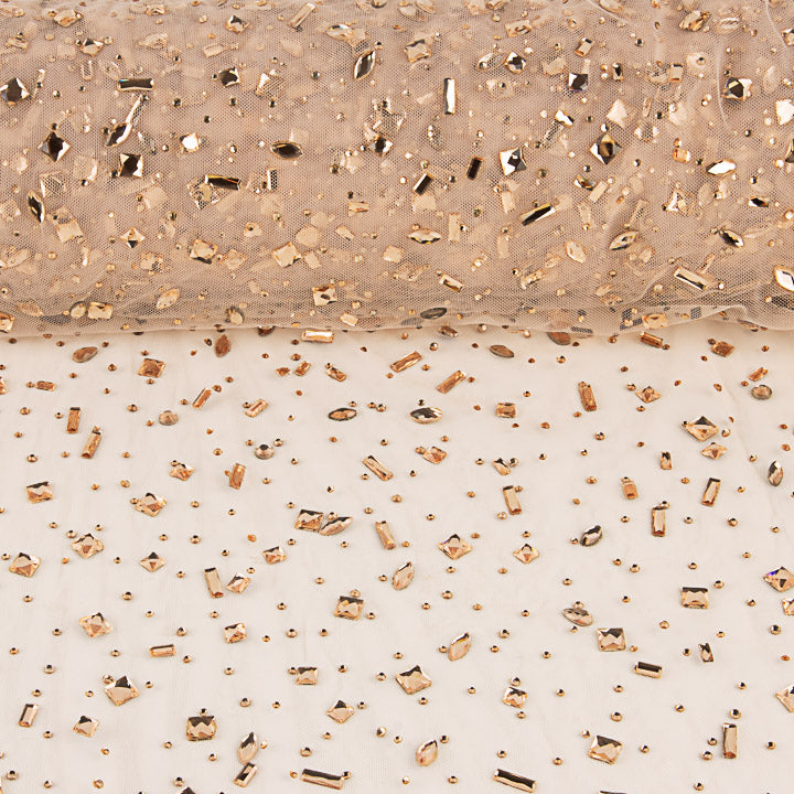 Salmon Pink Luxury Tulle with Matching Rhinestones - Ribes y Casals