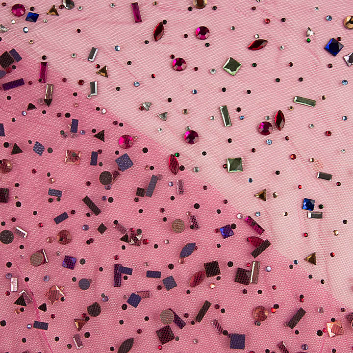 Luxury Fuchsia Tulle with Multicoloured Rhinestones - Ribes y Casals
