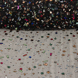 Black Luxury Tulle with Multicoloured Rhinestones - Ribes y Casals