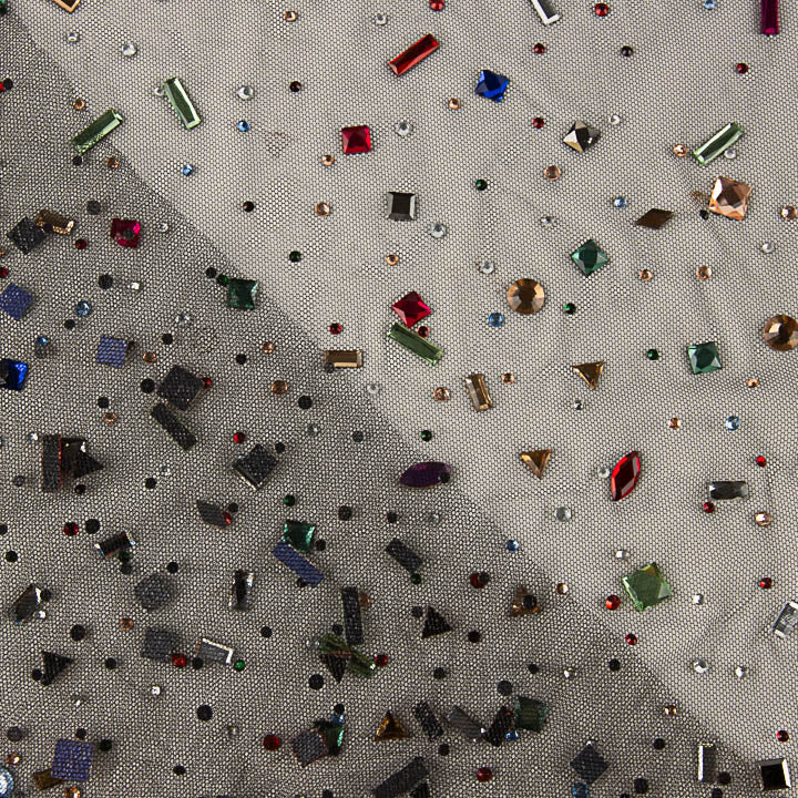 Black Luxury Tulle with Multicoloured Rhinestones - Ribes y Casals