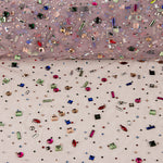Tulle Luxury Pale Pink with Multicoloured Rhinestones - Ribes y Casals