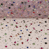 Tulle Luxury Pale Pink with Multicoloured Rhinestones - Ribes y Casals