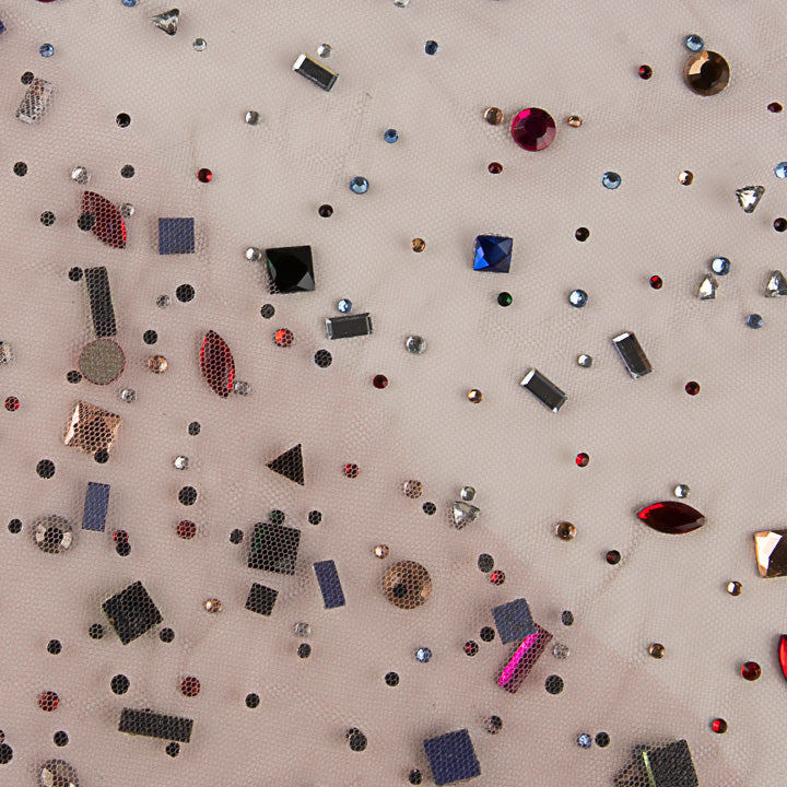 Tulle Luxury Pale Pink with Multicoloured Rhinestones - Ribes y Casals