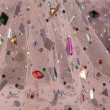 Tulle Luxury Pale Pink with Multicoloured Rhinestones - Ribes y Casals