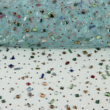Tulle Luxury in Aquamarine Green with Multicoloured Rhinestones - Ribes y Casals