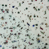 Tulle Luxury in Aquamarine Green with Multicoloured Rhinestones - Ribes y Casals