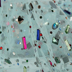 Tulle Luxury in Aquamarine Green with Multicoloured Rhinestones - Ribes y Casals