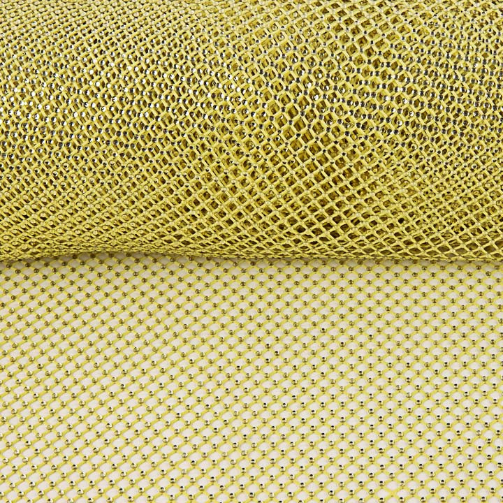 Yellow Net Fabric with Silver Rhinestones - Ribes y Casals