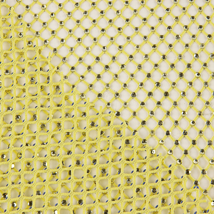 Yellow Net Fabric with Silver Rhinestones - Ribes y Casals