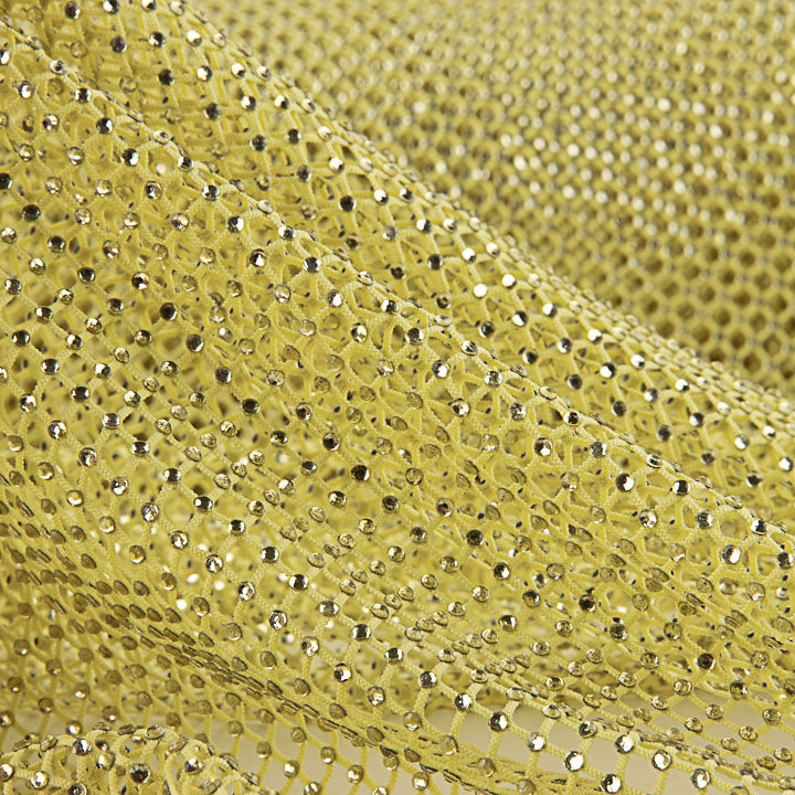 Yellow Net Fabric with Silver Rhinestones - Ribes y Casals