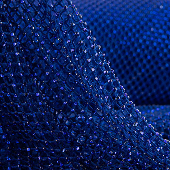 Blue Net Fabric with Shiny Rhinestones - Ribes y Casals