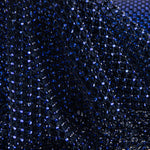 Navy Blue Net Fabric with Shiny Blue Rhinestones - Ribes y Casals