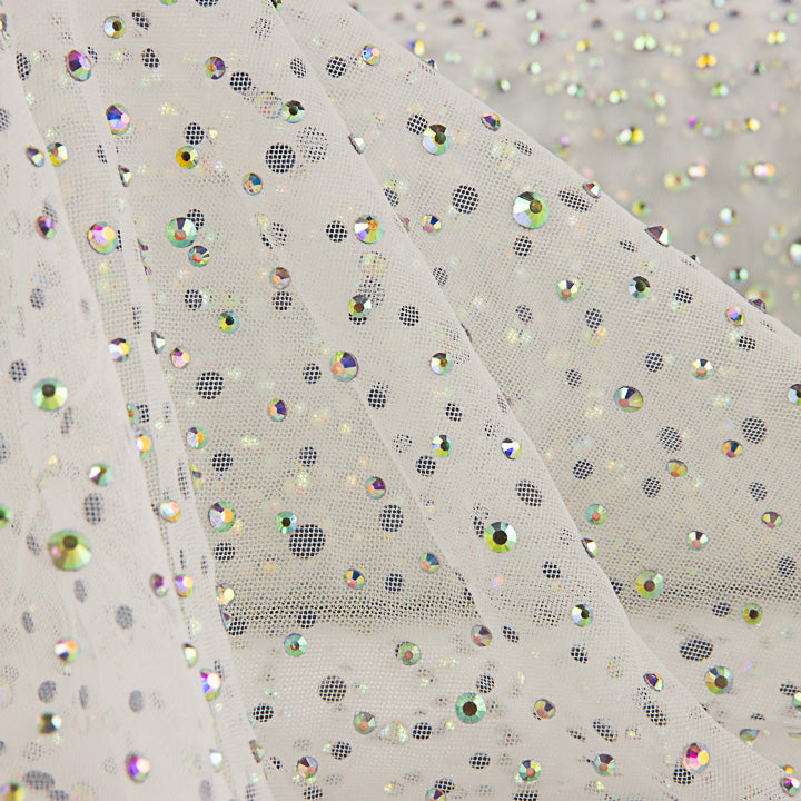 White Tulle with Iridescent Beading - Ribes y Casals