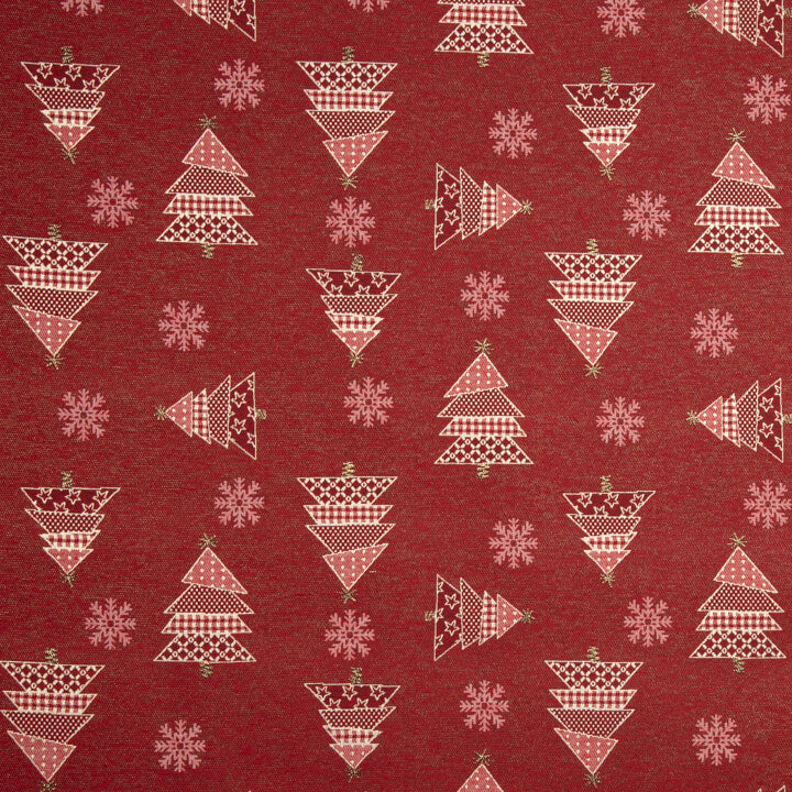 Red Christmas Fir Trees jacquard cotton canvas with Lurex - Ribes y Casals