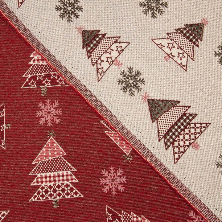 Red Christmas Fir Trees jacquard cotton canvas with Lurex - Ribes y Casals