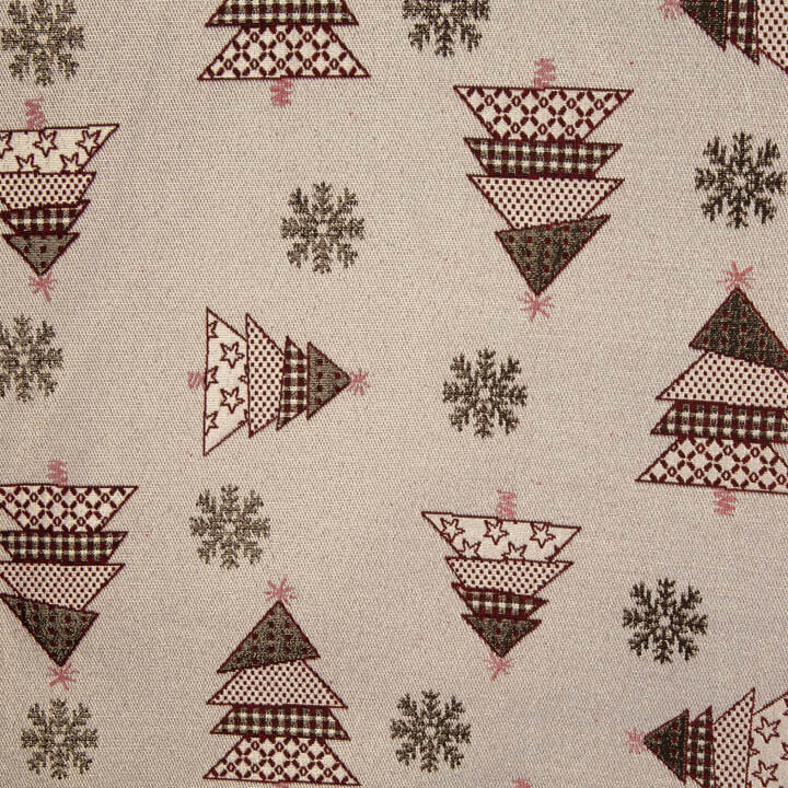 Red Christmas Fir Trees jacquard cotton canvas with Lurex - Ribes y Casals