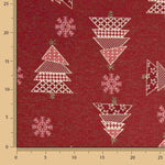 Red Christmas Fir Trees jacquard cotton canvas with Lurex - Ribes y Casals