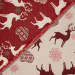 Nordic Christmas jacquard cotton canvas in Red with Lurex - Ribes y Casals