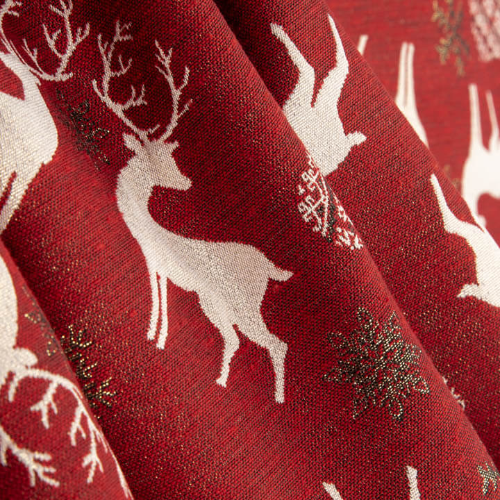 Nordic Christmas jacquard cotton canvas in Red with Lurex - Ribes y Casals