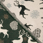 Green Nordic Christmas jacquard cotton canvas with Lurex - Ribes y Casals