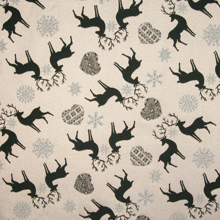 Green Nordic Christmas jacquard cotton canvas with Lurex - Ribes y Casals