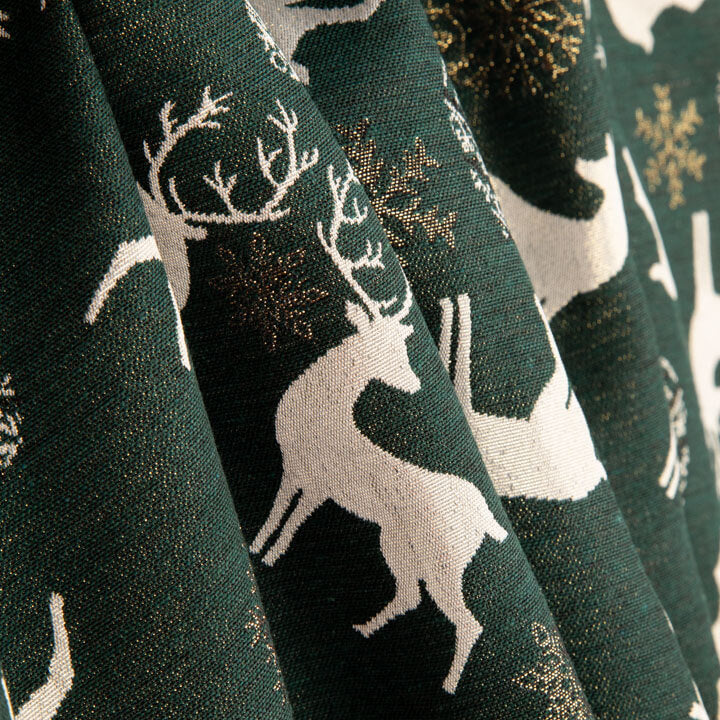 Green Nordic Christmas jacquard cotton canvas with Lurex - Ribes y Casals