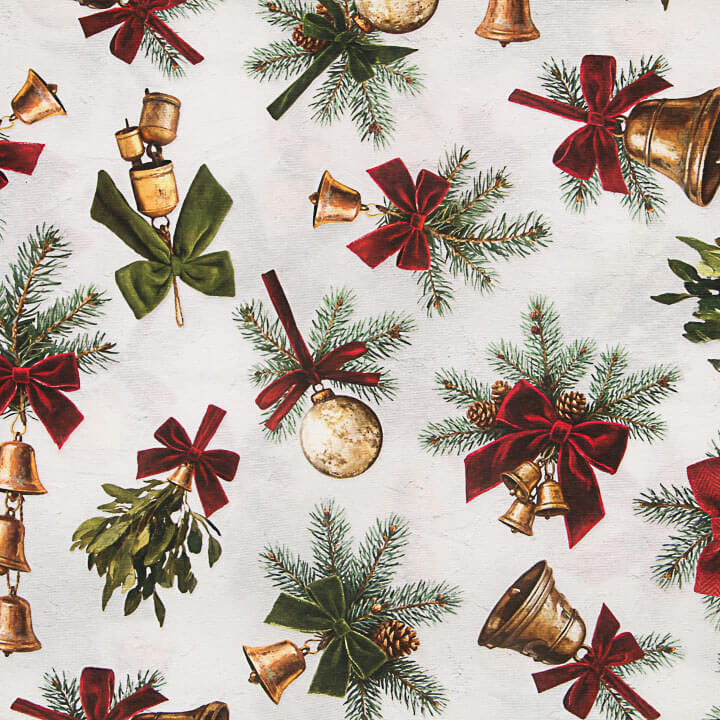 Printed Cotton Canvas with Christmas Bells - Ribes y Casals