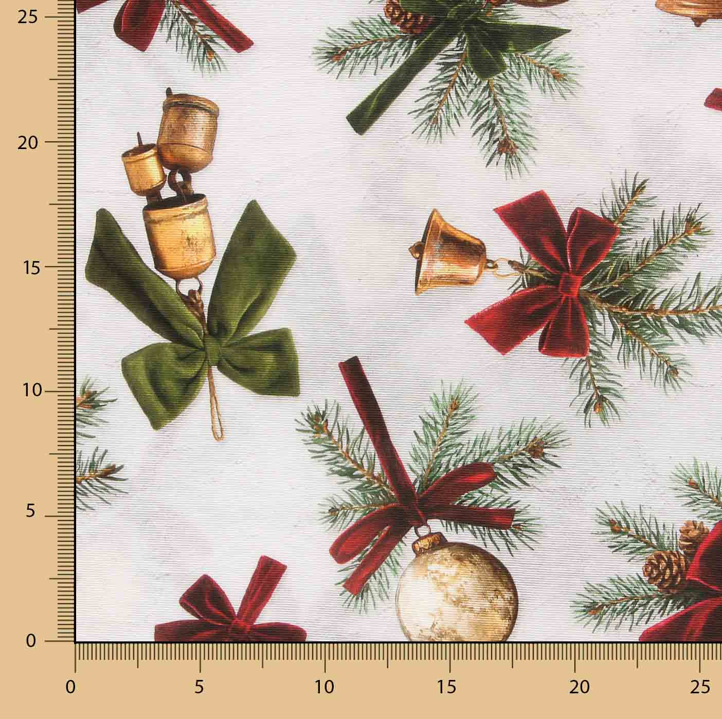 Printed Cotton Canvas with Christmas Bells - Ribes y Casals